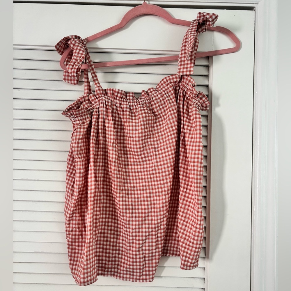 She + Sky pink gingham print Blouse